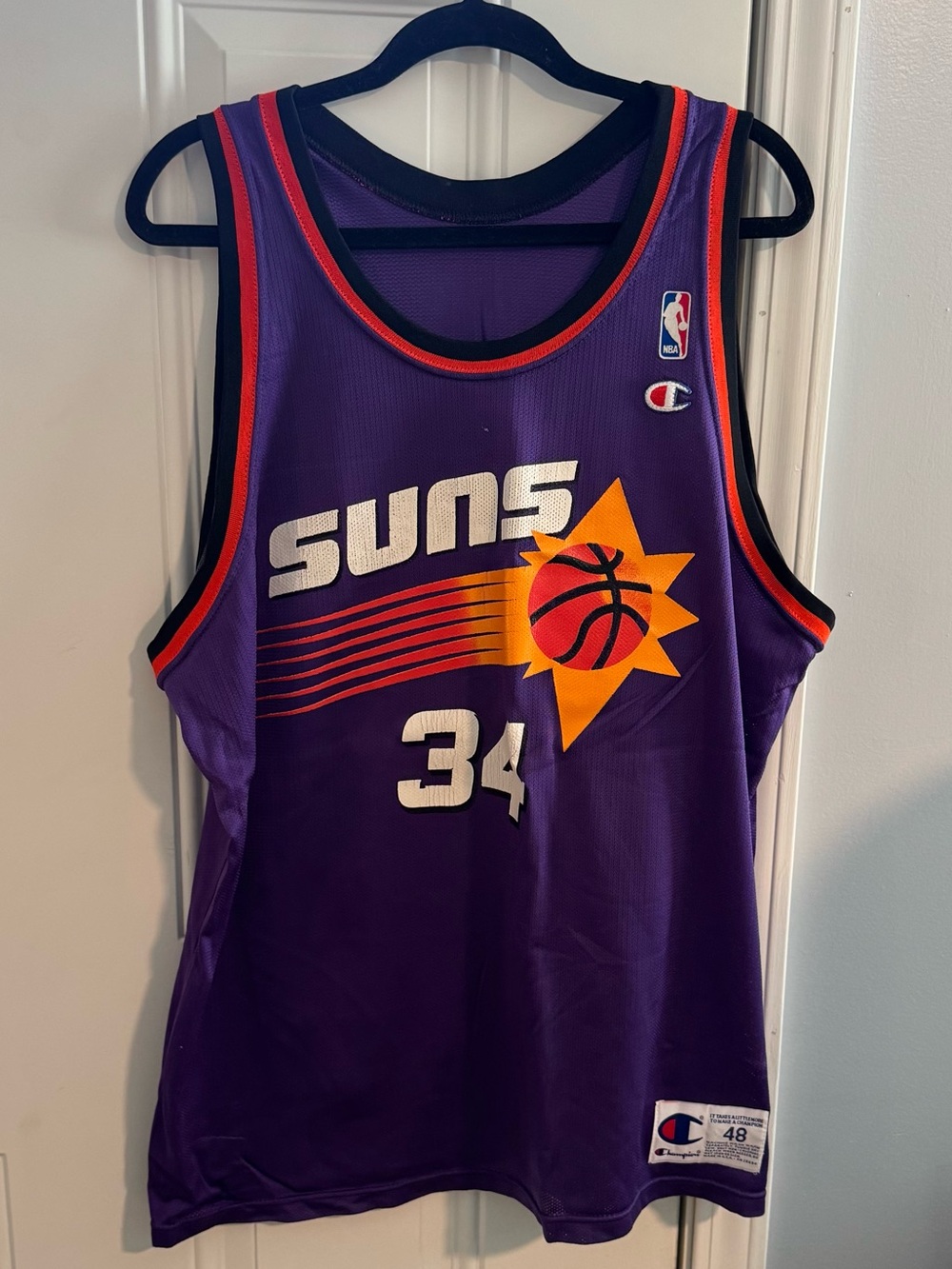 Champion Phoenix Suns #34 Vintage Basketball Jersey - Purple/Orange